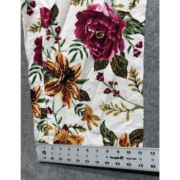 Joie Pants Womens 4 Pink White Floral Linen Blend Wide Leg Paperbag Waist Crop - Picture 7 of 14